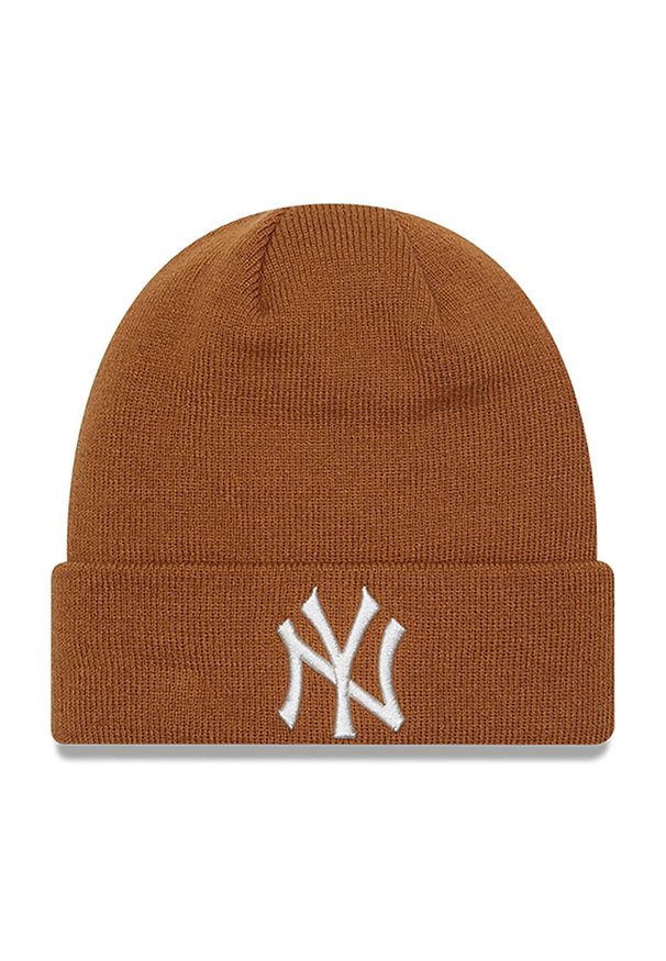 Czapka New Era New York Yankees League Essential 60364360 - brązowa. Kolor: brązowy. Materiał: dzianina, akryl. Wzór: aplikacja. Sezon: zima. Styl: casual, klasyczny