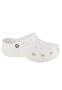 Crocs - Chaussures Femme CLASSIC PLATFORM CLOG W 100-White Blanc. Kolor: biały. Materiał: syntetyk, materiał. Obcas: na platformie. Styl: sportowy #1