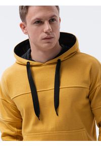 Ombre Clothing - Bluza męska z kapturem - musztardowa B1078 - L. Typ kołnierza: kaptur. Kolor: żółty. Materiał: bawełna, poliester #5