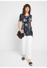 bonprix - Długi shirt z miękkiego materiału z wiskozą. Kolor: czarny. Materiał: materiał, wiskoza. Długość rękawa: krótki rękaw. Długość: długie. Styl: elegancki