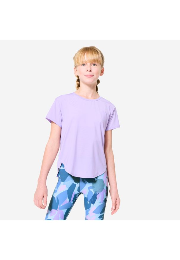 Decathlon - Koszulka sportowa dla dzieci S900. Kolor: fioletowy. Materiał: materiał, poliamid, poliester, elastan
