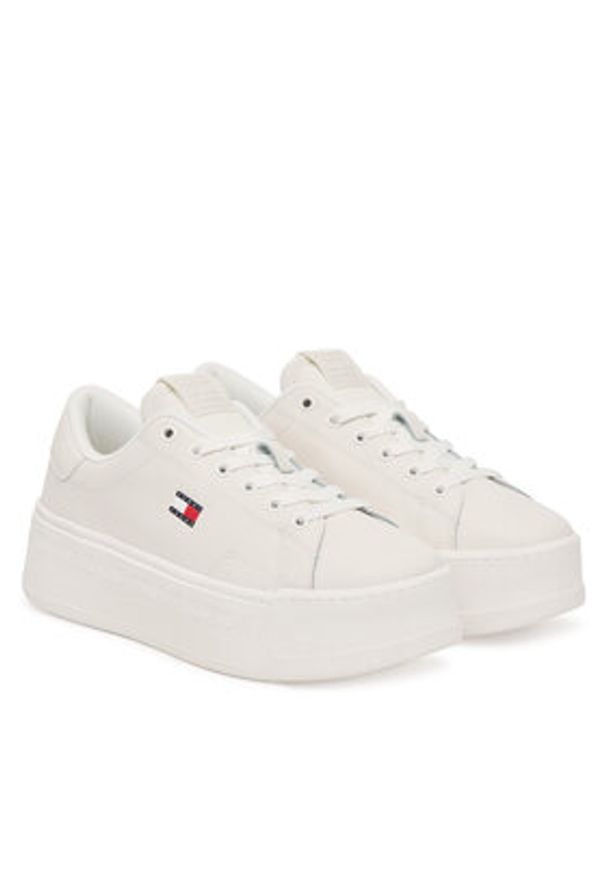 Tommy Jeans Sneakersy Tjw Script Cupsole Flatform EN0EN02961 Biały. Kolor: biały. Materiał: skóra