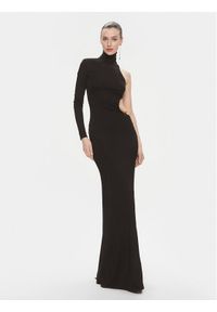 Elisabetta Franchi Sukienka wieczorowa AB-555-41E2-V680 Czarny Slim Fit. Kolor: czarny. Materiał: wiskoza. Styl: wizytowy