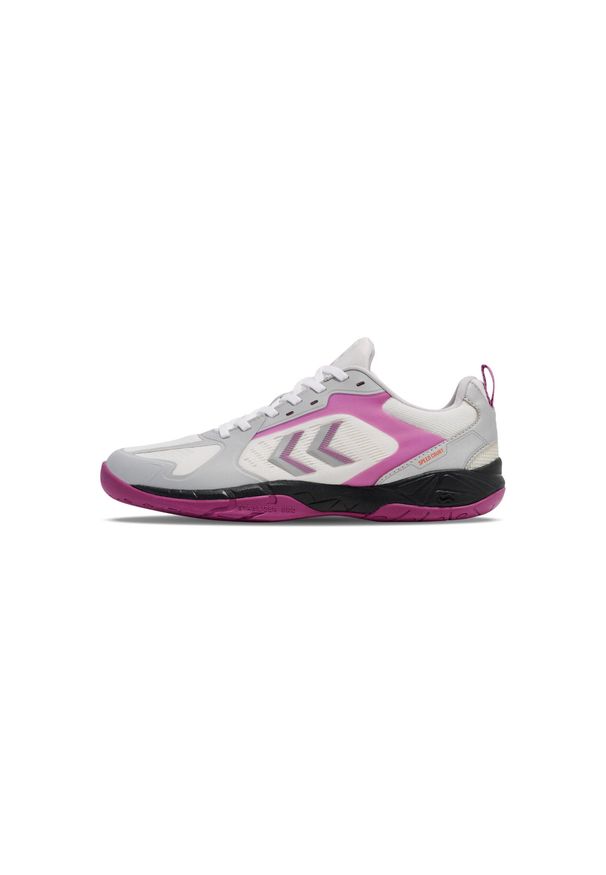 Buty halowe Hummel Speed Court. Zapięcie: sznurówki. Kolor: biały. Materiał: syntetyk, tkanina, materiał. Szerokość cholewki: normalna. Sport: turystyka piesza, piłka ręczna