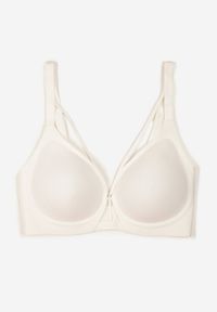 Born2be - Biały Biustonosz z Ozdobnymi Paskami Zetessa. Kolor: biały. Materiał: jeans. Wzór: paski #3