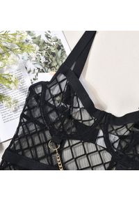 Intica - Body z koronką i elastycznymi paskami na romantyczny wieczór Petranka. Kolor: czarny. Materiał: koronka. Wzór: koronka #6