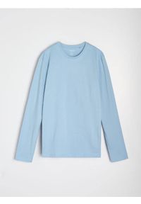 Sinsay - Bawełniana koszulka z długimi rękawami - błękitny. Kolor: niebieski. Materiał: bawełna. Długość rękawa: długi rękaw. Długość: długie