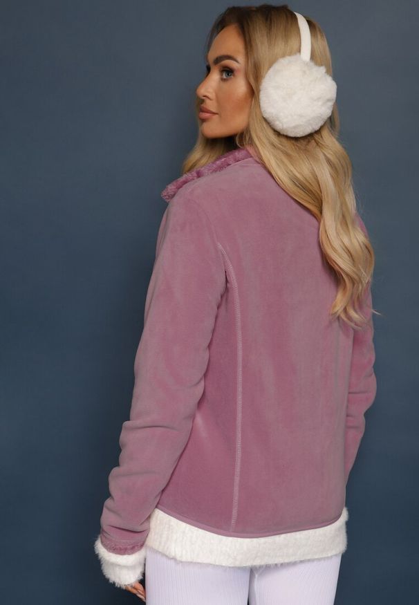 Renee - Fioletowa Rozpinana Bluza z Weluru Asinya. Okazja: na co dzień. Kolor: fioletowy. Materiał: welur. Styl: casual
