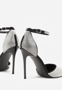 Renee - Czarne Szpilki Zdobione Cyrkoniami i Paskiem z Klamerką Eweda. Okazja: na randkę. Zapięcie: pasek. Kolor: czarny. Materiał: jeans. Wzór: aplikacja. Obcas: na szpilce. Styl: klasyczny, elegancki #7