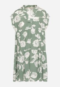 Born2be - Zielona Bawełniana Sukienka o Kroju Oversize w Kwiaty Liralea. Okazja: na co dzień, na spacer. Kolor: zielony. Materiał: bawełna. Wzór: kwiaty. Typ sukienki: oversize. Styl: klasyczny, casual #5