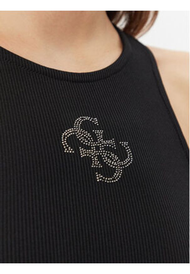 Guess Top W5GP57 KCV52 Czarny Regular Fit. Kolor: czarny. Materiał: syntetyk