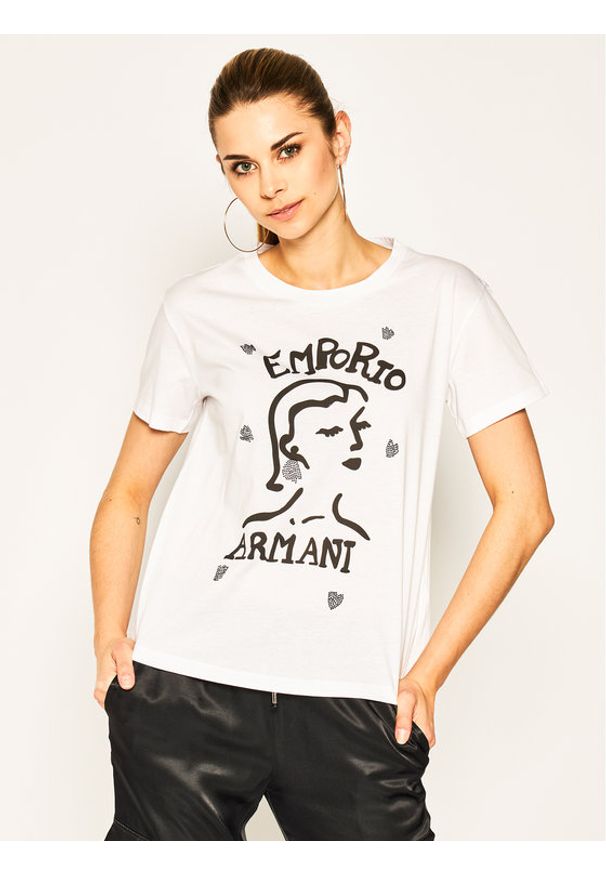 Emporio Armani T-Shirt 3H2T7Q 2J95Z 0100 Biały Regular Fit. Kolor: biały