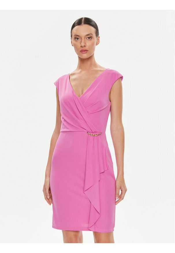 Rinascimento Sukienka koktajlowa CFC0019373002 Różowe złoto Regular Fit. Kolor: różowy, wielokolorowy, złoty. Materiał: syntetyk. Styl: wizytowy