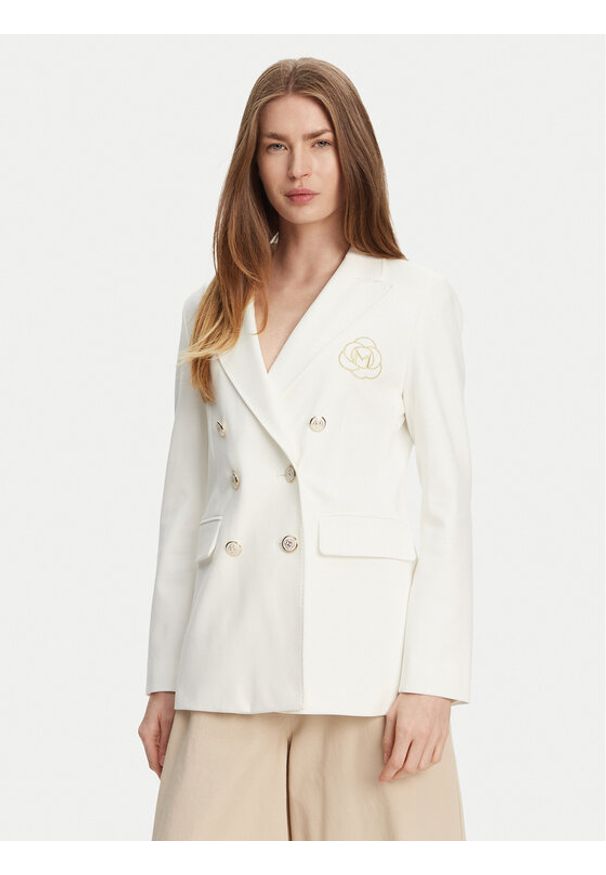 Marella Marynarka Baiocco 2513911024 Biały Slim Fit. Kolor: biały. Materiał: syntetyk