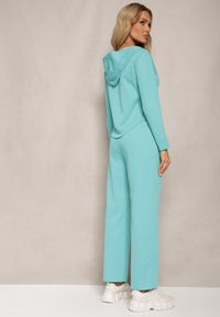 Renee - Niebieski Komplet Dresowy Bluza Rozpinana z Kapturem i Luźne Spodnie Nannoe. Kolor: zielony. Materiał: dresówka. Sport: turystyka piesza, fitness #4