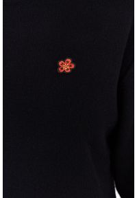 Kenzo - KENZO Czarny sweter damski z kwiatkiem. Kolor: czarny. Wzór: kwiaty #3