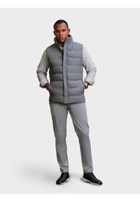Ombre Clothing - Męski pikowany bezrękawnik z wełną – szary melanż V1 - Rozmiar: S/M. Okazja: na co dzień. Kolor: szary. Materiał: wełna. Długość rękawa: bez rękawów. Wzór: melanż. Styl: sportowy, casual #6