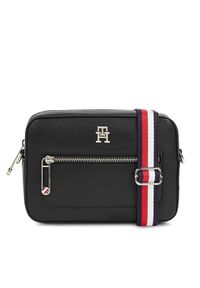 TOMMY HILFIGER - Tommy Hilfiger Torebka Iconic Tommy Camera Bag Corp AW0AW15864 Czarny. Kolor: czarny. Materiał: skórzane