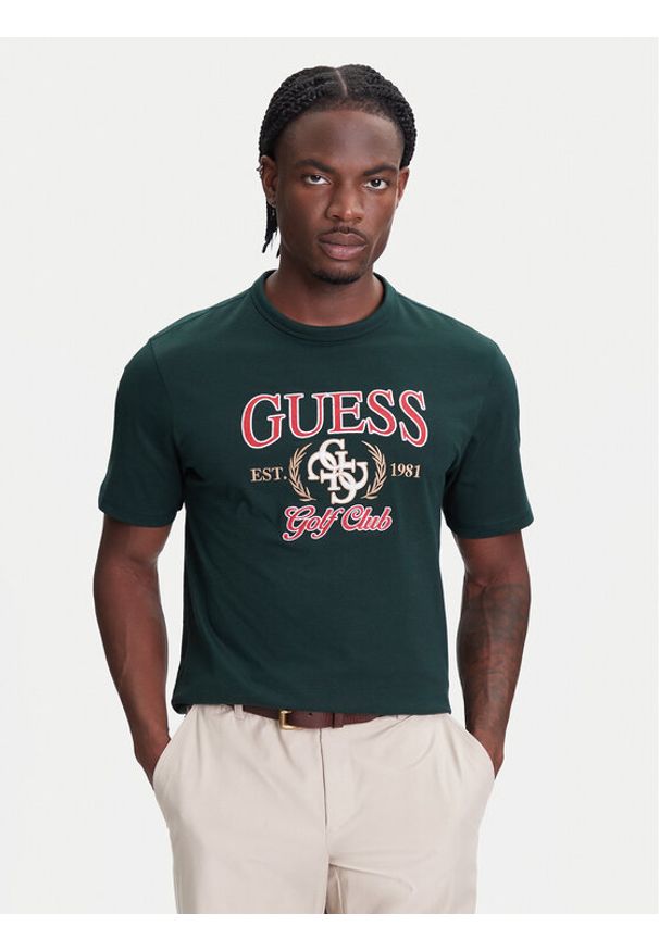 Guess T-Shirt M5YI22 K8FQ4 Zielony Regular Fit. Kolor: zielony. Materiał: bawełna