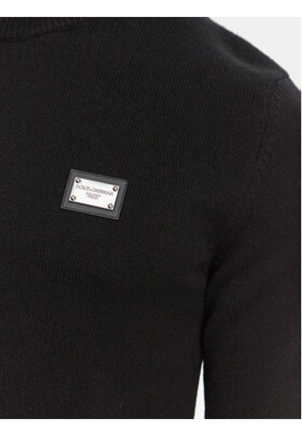 DOLCE & GABBANA - Dolce&Gabbana Sweter GXO39T JEMQ4 Czarny Regular Fit. Kolor: czarny. Materiał: wełna