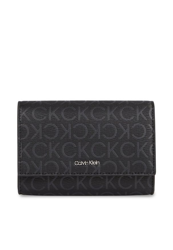 Calvin Klein Duży Portfel Damski Ck Must Bifold/Cardhldr_Epi Mono K60K611775 Czarny. Kolor: czarny. Materiał: skóra