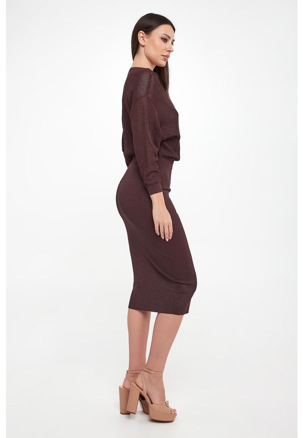 Elisabetta Franchi - Sukienka błyszcząca midi ELISABETTA FRANCHI. Długość: midi