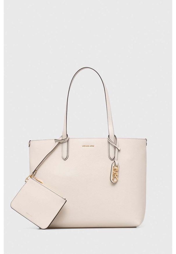 MICHAEL Michael Kors torebka skórzana dwustronna kolor beżowy. Kolor: beżowy. Materiał: skórzane. Rodzaj torebki: na ramię