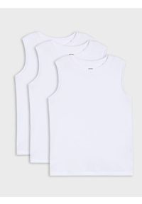 Sinsay - Bawełniana koszulka na ramiączkach 3 pack - biały. Kolor: biały. Materiał: bawełna. Długość rękawa: na ramiączkach #1