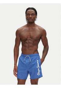 Pepe Jeans Szorty kąpielowe Logo PMB10419 Niebieski Regular Fit. Kolor: niebieski. Materiał: syntetyk #4