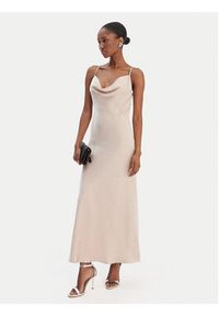Guess Sukienka wieczorowa W6RK50 WJ732 Beżowy Classic Fit. Kolor: beżowy. Materiał: syntetyk. Styl: wizytowy #4