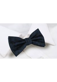Mucha Męska z Poszetką - Chattier - Granatowa w Czarne Kwiaty. Kolor: niebieski. Wzór: kwiaty. Styl: elegancki, sportowy #3