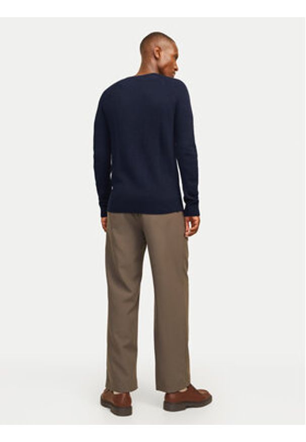 Jack & Jones Sweter Pannel 12258471 Granatowy Regular Fit. Kolor: niebieski. Materiał: bawełna
