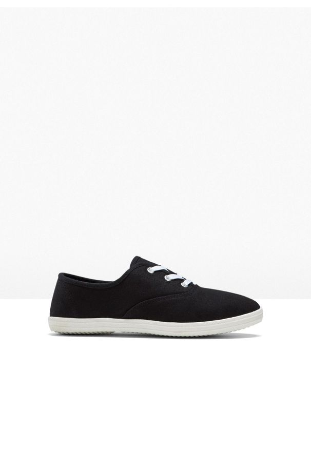 bonprix - Sneakersy z bawełnianego płótna. Kolor: czarny. Materiał: bawełna. Sezon: lato