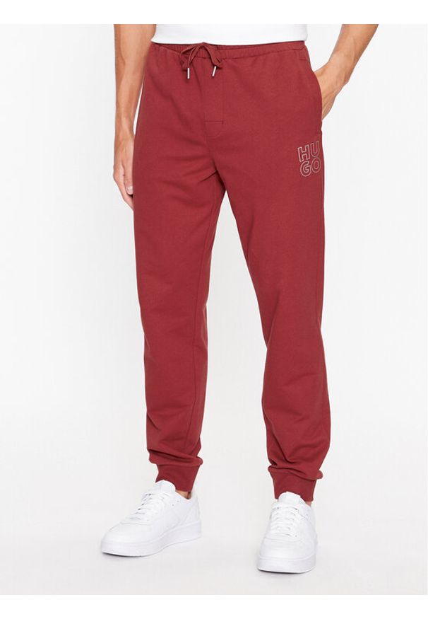 Hugo Spodnie dresowe 50501579 Bordowy Regular Fit. Kolor: czerwony. Materiał: bawełna