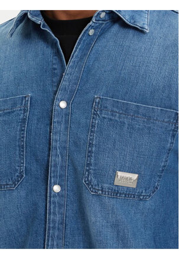 Karl Lagerfeld - KARL LAGERFELD Koszula jeansowa 605903 562876 Niebieski Regular Fit. Typ kołnierza: dekolt w karo. Kolor: niebieski. Materiał: bawełna