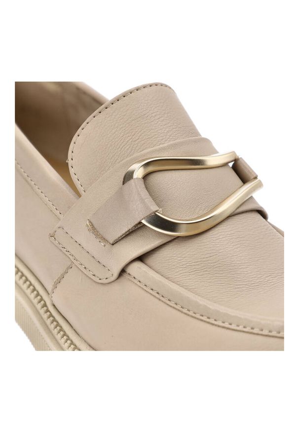 Beżowe Półbuty Nessi Eleganckie Buty Damskie. Zapięcie: klamry. Kolor: beżowy. Materiał: jeans, materiał. Wzór: gładki. Styl: elegancki