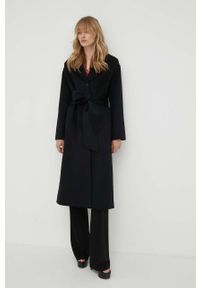 Liviana Conti płaszcz wełniany kolor czarny przejściowy oversize. Kolor: czarny. Materiał: wełna. Długość: długie. Styl: klasyczny #5