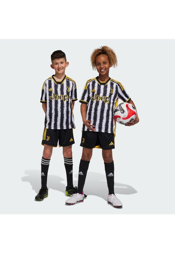 Spodenki do piłki nożnej dla dzieci Adidas Juventus 23/24 Home Kids. Kolor: wielokolorowy, czarny, żółty. Materiał: materiał