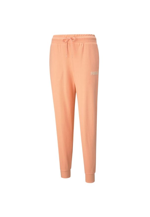 Spodnie damskie Puma Modern Basics High brzoskwiniowe. Kolor: pomarańczowy