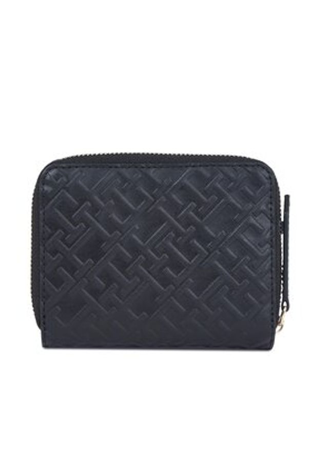 TOMMY HILFIGER - Tommy Hilfiger Mały Portfel Damski Th Refined Med Za Mono AW0AW15755 Czarny. Kolor: czarny. Materiał: skóra