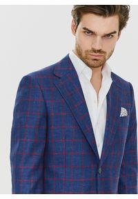 Pako Lorente - PAKO LORENTE – Granatowa marynarka w czerwoną kratę. Kolor: czerwony, niebieski, wielokolorowy. Materiał: wełna, len, jedwab #6