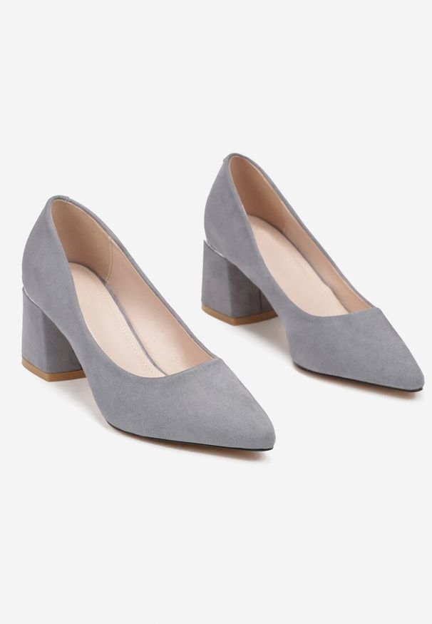 Renee - Szare Czółenka Sireirene. Zapięcie: bez zapięcia. Kolor: szary. Szerokość cholewki: normalna. Wzór: gładki. Obcas: na słupku