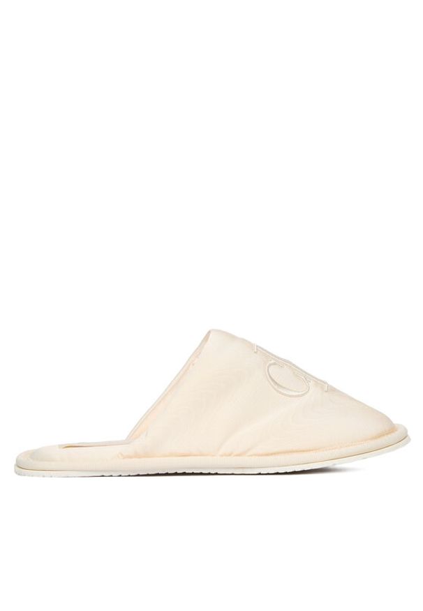 Calvin Klein Jeans Kapcie Slipper Satin Moire YW0YW02053 Écru. Kolor: kremowy. Materiał: materiał