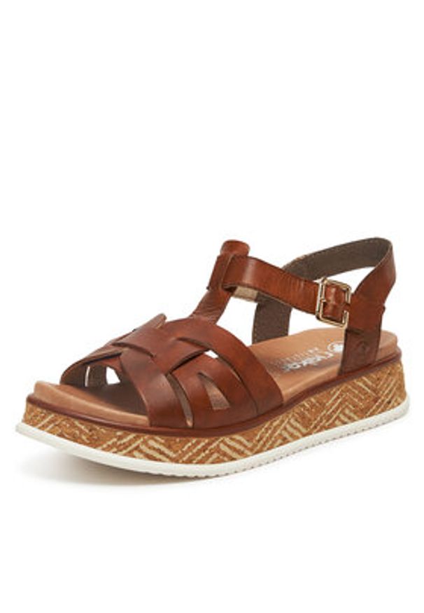 Rieker Sandały W0853-24 Brązowy. Kolor: brązowy. Materiał: skóra