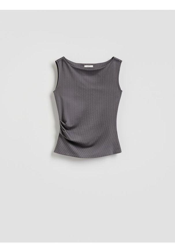 Reserved - Bluzka z wiskozą - jasnoszary. Kolor: szary. Materiał: wiskoza