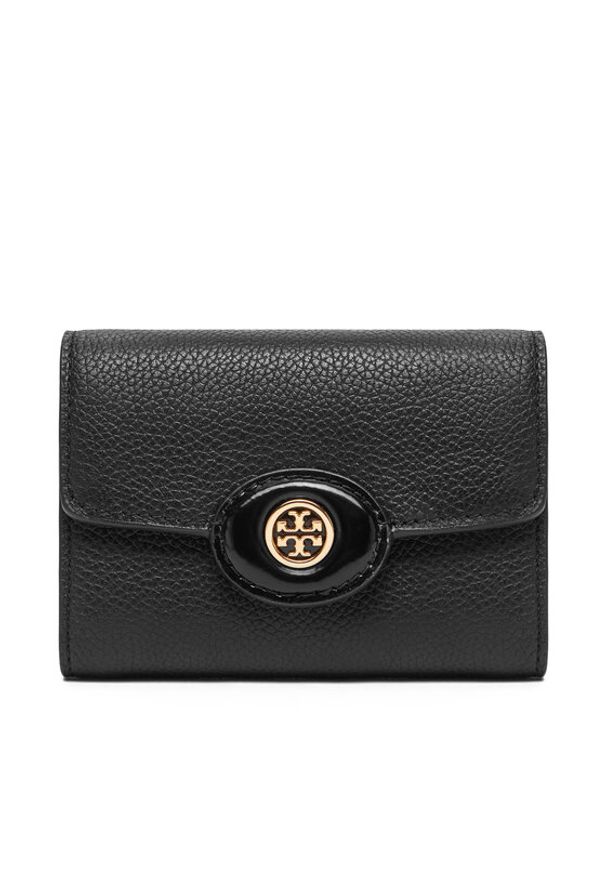 Tory Burch Mały Portfel Damski 165002 Czarny. Kolor: czarny. Materiał: skóra