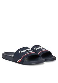 Pepe Jeans Klapki Slider Origin M PMS70160 Granatowy. Kolor: niebieski