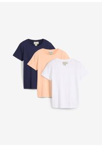 bonprix - T-shirt z czystej bawełny organicznej (3-pak). Kolor: niebieski. Materiał: bawełna