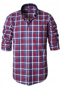 Casualowa Koszula, Kołnierzyk Button Down - Pako Jeans - Czerwona w Kratkę. Okazja: na co dzień. Typ kołnierza: button down. Kolor: czerwony. Materiał: bawełna. Wzór: kratka. Sezon: lato. Styl: casual