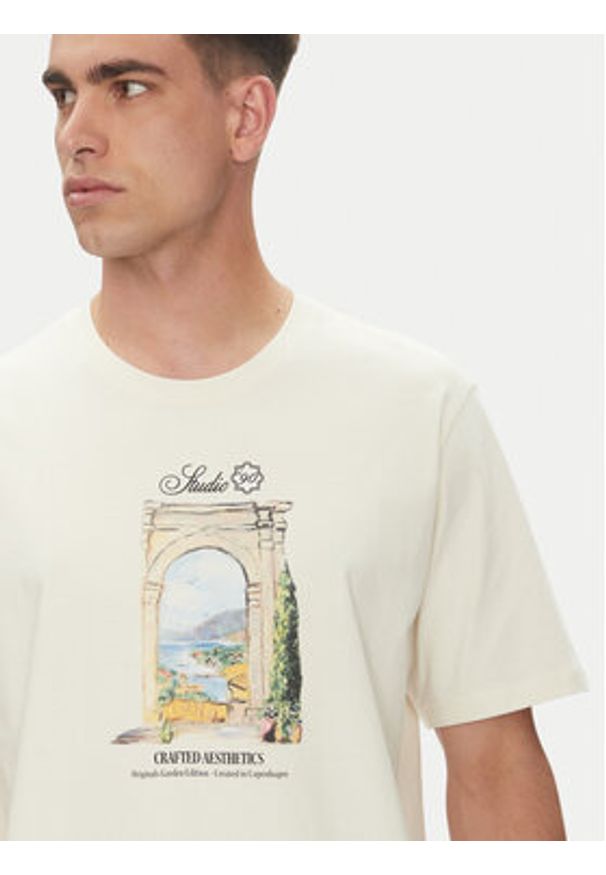 Jack & Jones - Jack&Jones T-Shirt Hydra 12277248 Beżowy Relaxed Fit. Kolor: beżowy. Materiał: bawełna
